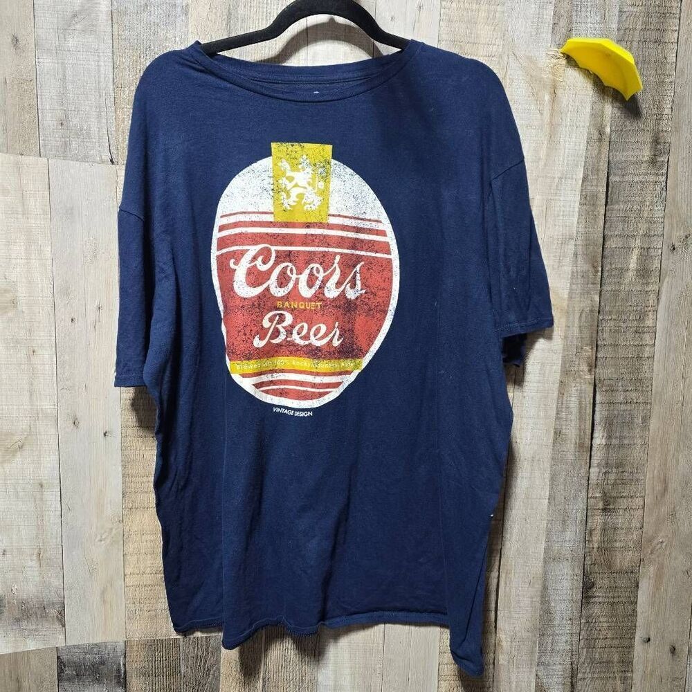 Coors Banquet Beer Vintage Design Men’s XXL Tee Navy Blue Officially Licensed